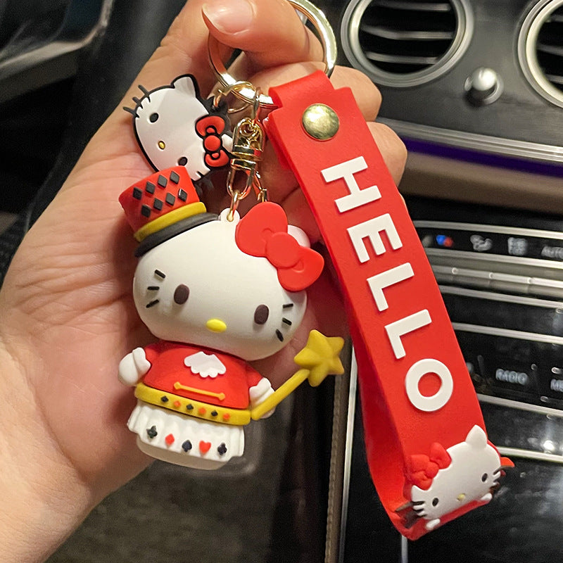 Creative Cartoon Hello Kitty Key Chain Epoxy Couple Bags Pendant Personality Crane Machine Small Gift