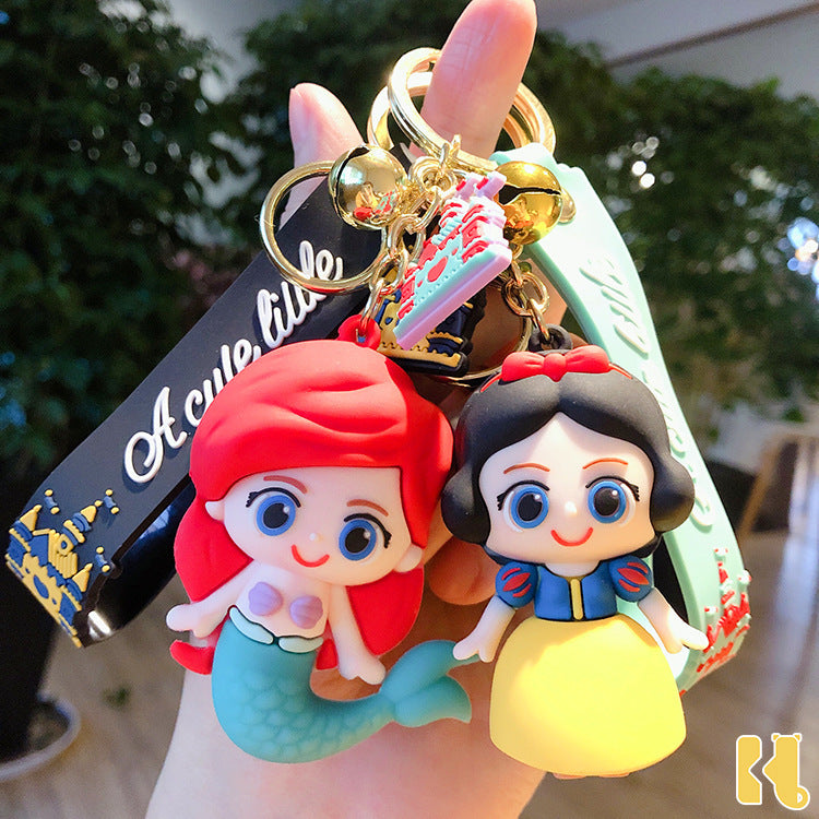 Cartoon Castle Princess Keychain Cute Anime PVC Figurine Cars and Bags Pendant Ring Creative Gift