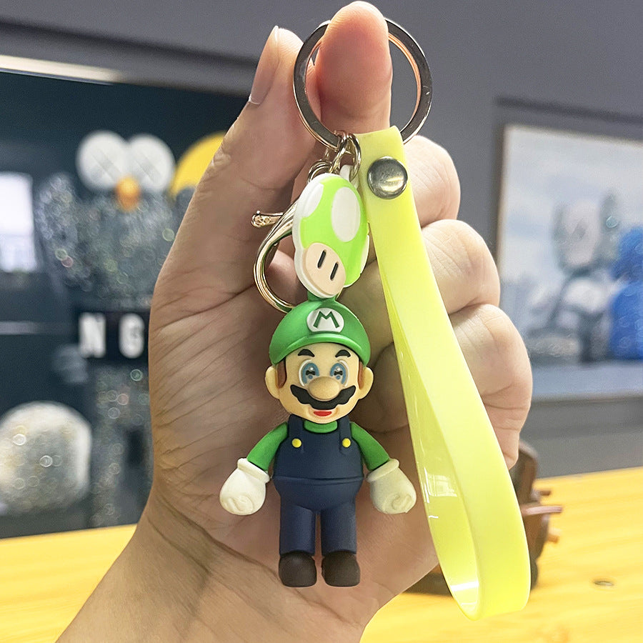 Cartoon Super Mary Mario Mushroom-Shaped Haircut Keychain Creative Car Key Chain Crane Machine Pendant Small Gift