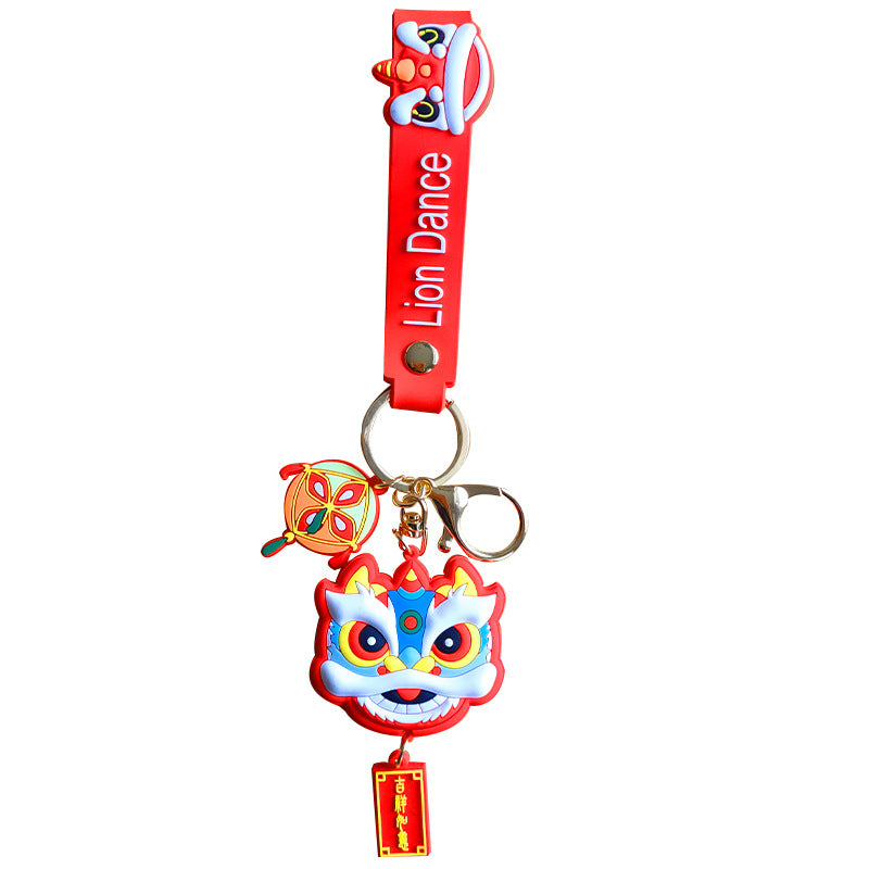 Chinese Style Lion Key Chain Pendant Men's Cartoon Car Key Chain Bag Ornaments Mascot Small Gift