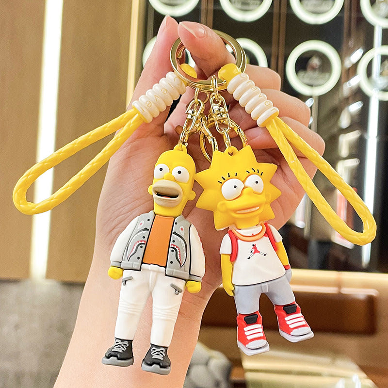 Celebrity Family Simpson Keychain Pendant Creative Cartoon Yiwu Small Commodity Doll Key Ring Pendants