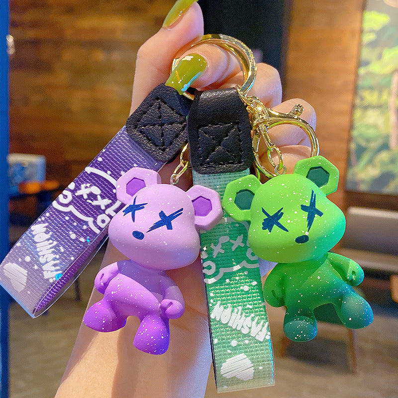 Cartoon Color-Changing Bear Keychain Accessories Couple Car Key Chain Pendant Bag Hanging Ornament Little Creative Gifts