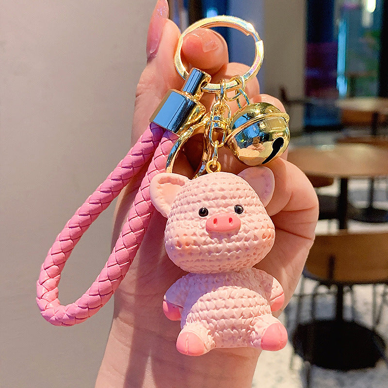 Cartoon Resin Wool Animal Car Key Ring Pendant Men and Women Exquisite Cute Couple Schoolbag Hanging Ornament Small Gift