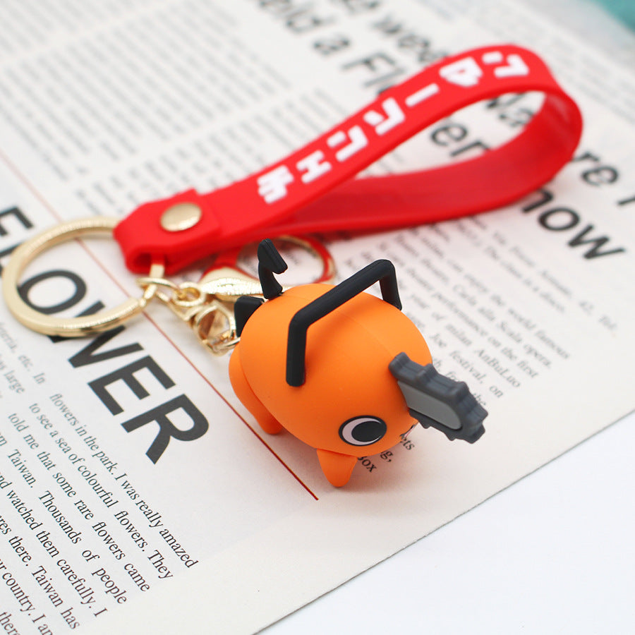 Cartoon Chainsaw Keychain Three-Dimensional Doll Pochita Pawa Electric Key Chain Anime Peripheral Pendant