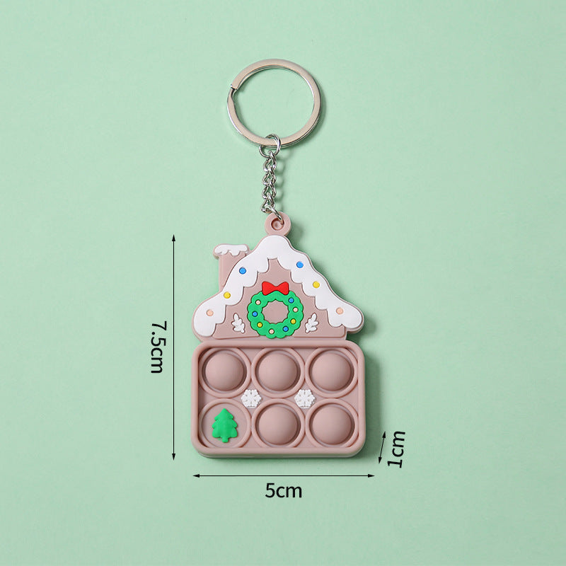 Bubble Music Christmas Keychain Christmas Rat Killer Pioneer Decompression Silica Gel Key Chain Toy Pendant