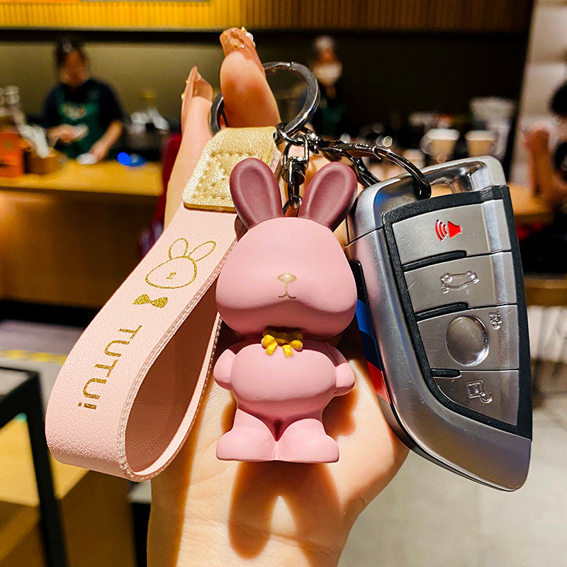 Authorized Bow Tie Rabbit Car Key Ring Girly Heart Cute Pendant One Pair of Lovers Creative and Refined Bag Charm