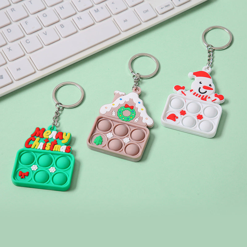 Bubble Music Christmas Keychain Christmas Rat Killer Pioneer Decompression Silica Gel Key Chain Toy Pendant