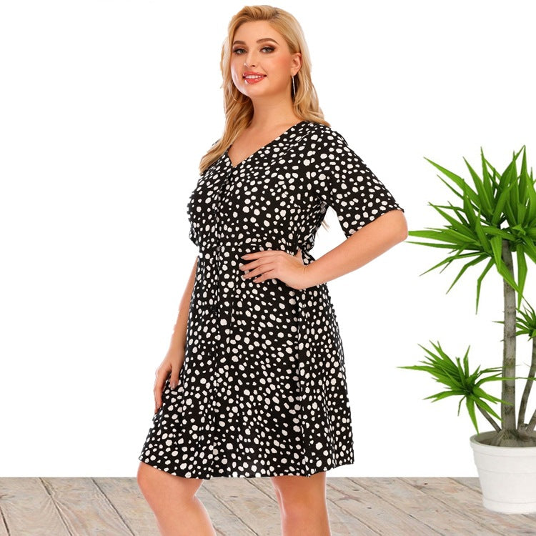 Women's Short-Sleeved Printed Dress