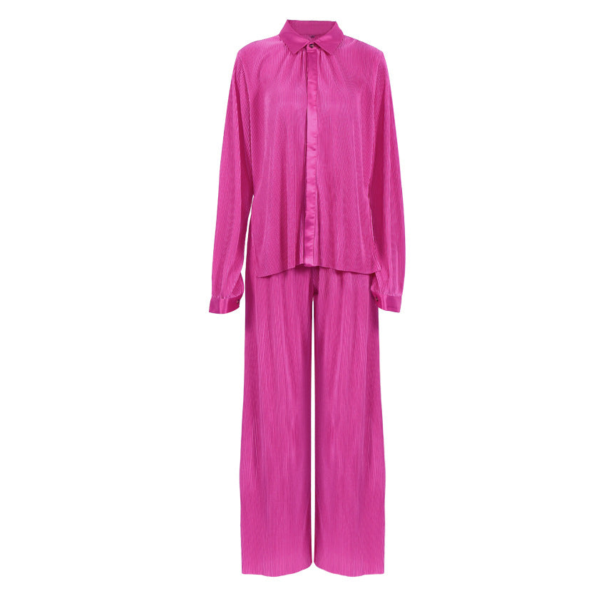 Casual Loose Shirt Trousers Pleated Draping Mop