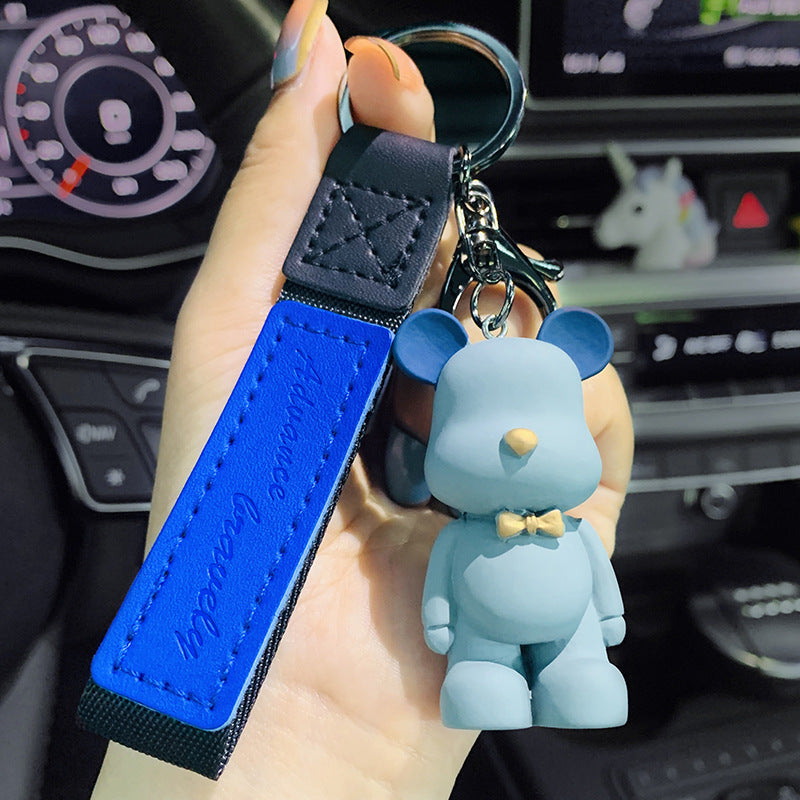 Creative Cute Nordic Bearbrick Bow Tie Bear Keychain Men and Women Car Key Chain Pendant Bag Hanging Ornaments