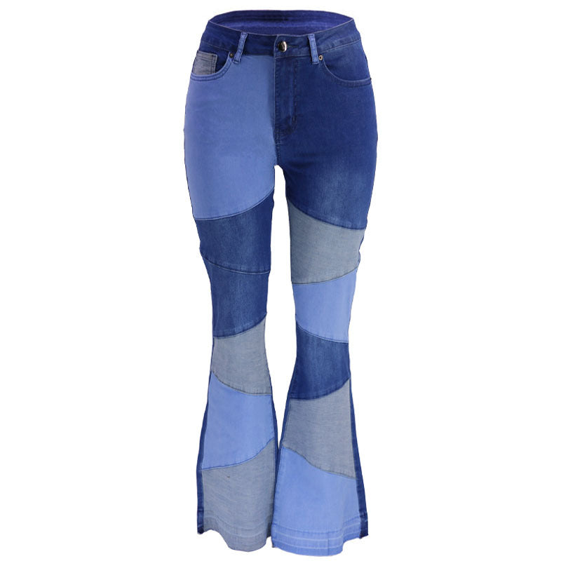 Bestseller plus Size Denim Wide Leg Fashion Stitching Jeans for Women