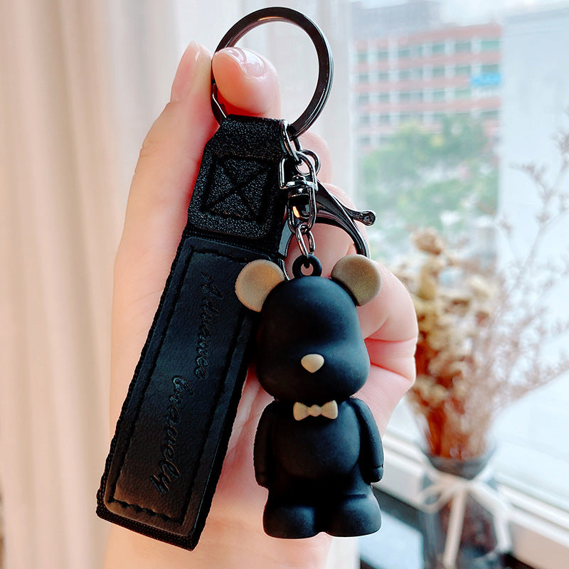 Bow Tie Bear Keychain Creative Cute Bear Violent Bear Pendant Car Ring Couple Schoolbag Ornaments