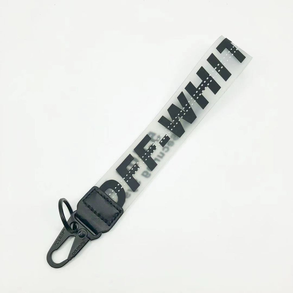 Fashion Brand off White Keychain Plastic Transparent Epoxy Three-Dimensional Letters PVC Mobile Phone Pendant