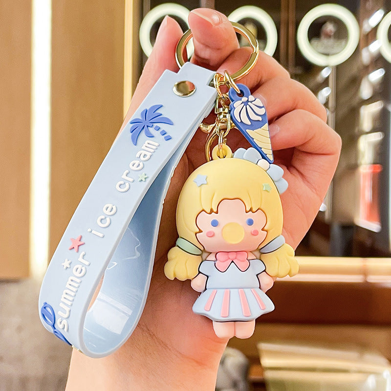 Cute Summer Sea Style Bubble Princess Keychain Trendy Jewelry Pendant Cartoon Doll Exquisite Bag Ornaments