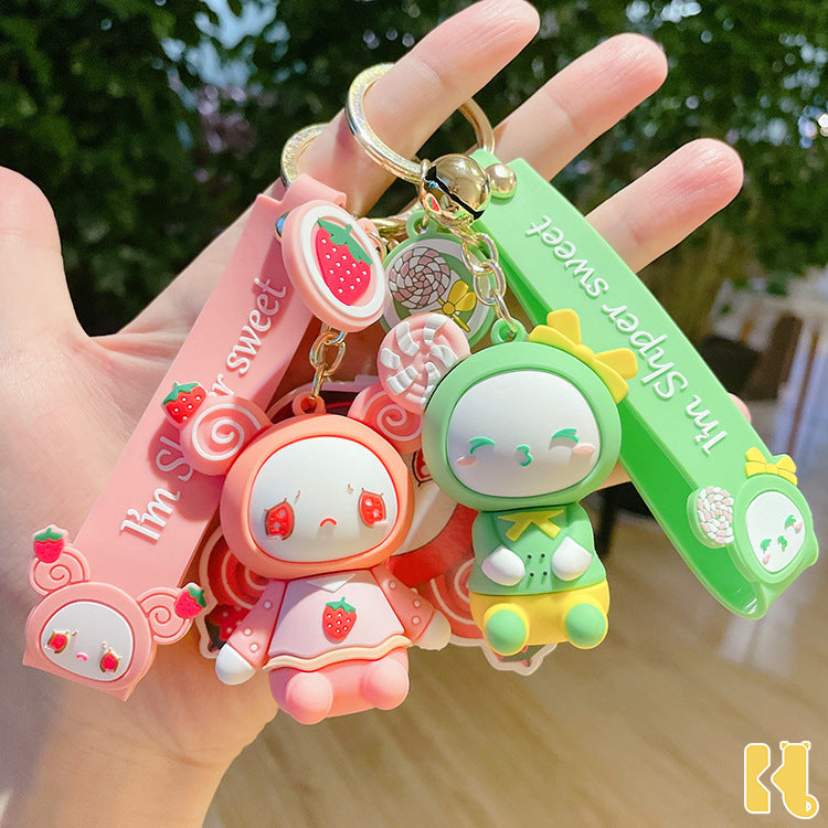 Cartoon Cute Treasure Sweetheart PVC Keychain Cute Automobile Hanging Ornament Couple Bags Hanging Ornament Keychain Creative