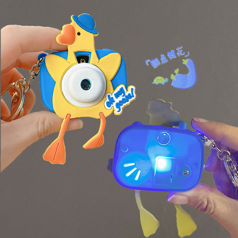 Cartoon Big White Geese Projection Camera Creative Bag Doll Pendant Small Gift Cute Car Key Ring