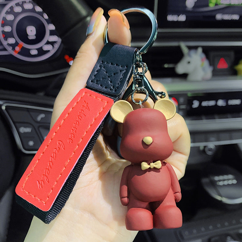 Creative Cute Nordic Bearbrick Bow Tie Bear Keychain Men and Women Car Key Chain Pendant Bag Hanging Ornaments