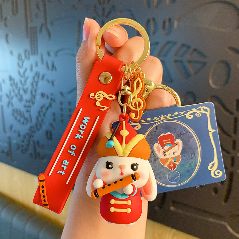 Festive Xingshi Xiaocai Chai Keychain Pendant Cute Rabbit Year Car Key Ornament Small Gift