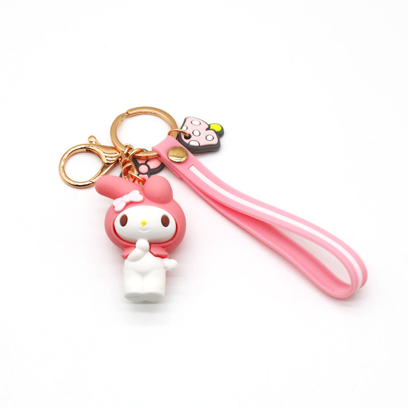 Cartoon KT Penguin Melody Cinnamon Big Ear Pom Pom Purin Keychain Foodie Bear Papillon Cars and Bags Pendant