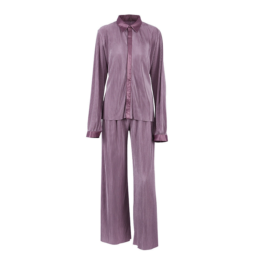 Casual Loose Shirt Trousers Pleated Draping Mop