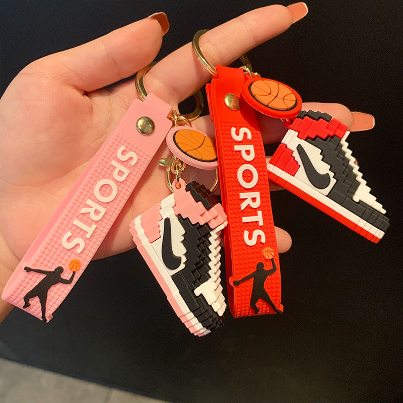 Creative Cartoon AJ Building Block Shoes Keychain Men and Women Handbag Pendant Couple Car Key Chain Accessories Gift