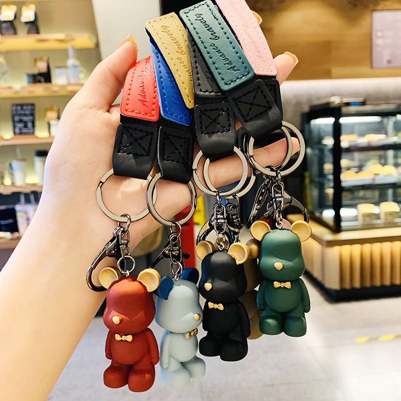 Bow Tie Bear Keychain Creative Cute Bear Violent Bear Pendant Car Ring Couple Schoolbag Ornaments