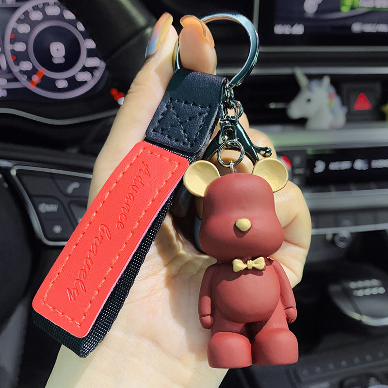 Creative Cute Nordic Bearbrick Bow Tie Bear Keychain Men and Women Car Key Chain Pendant Bag Hanging Ornaments