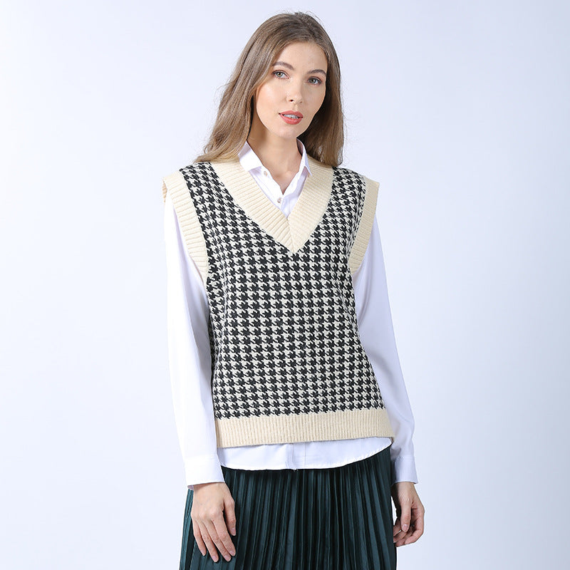 European and American Knitwear Loose Retro plus Size Sweater Pullover Women's Vest