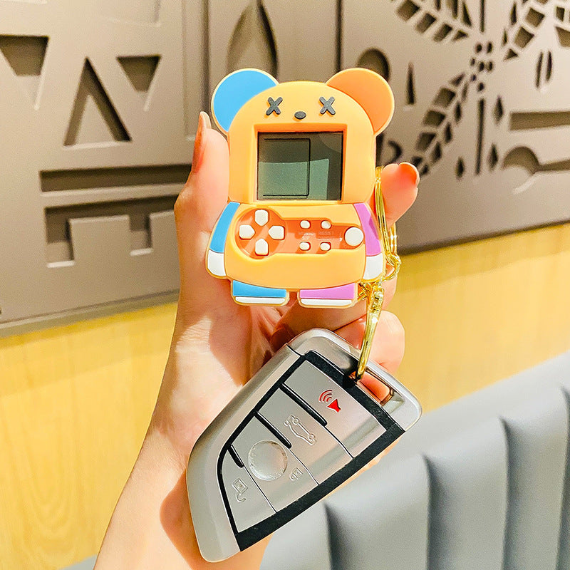 Genuine Creative Baby Bear Handheld Game Machine Cartoon Car Key Ring Schoolbag Pendant Cute Small Gift