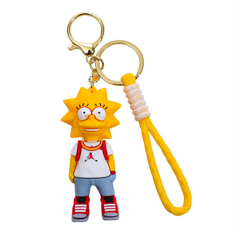 Celebrity Family Simpson Keychain Pendant Creative Cartoon Yiwu Small Commodity Doll Key Ring Pendants