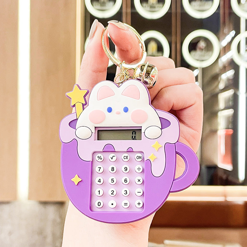 Cartoon Teacup Rabbit Maze Game Calculator Keychain Multifunctional Decorative Pendant Creative Gift Bag Ornaments