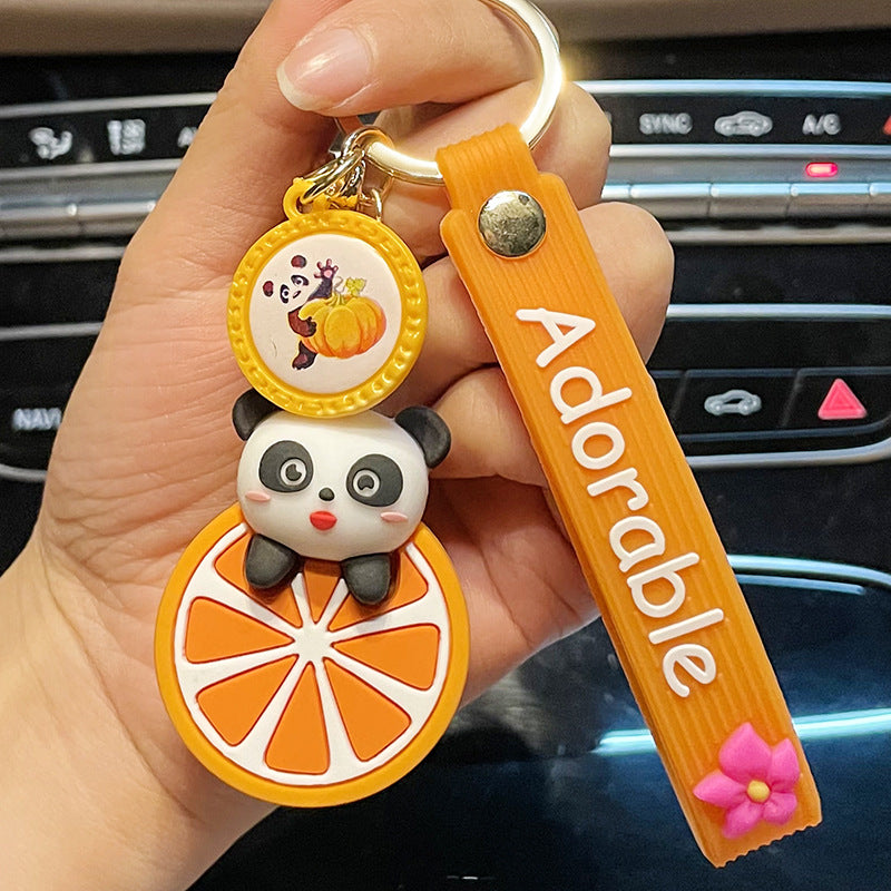 Epoxy Fruit Panda Cute Key Pendant Cartoon Doll Creative Gift Couple Bags Ornaments Purchase