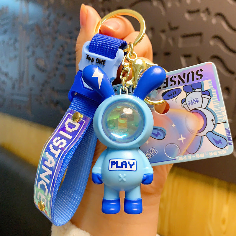 Astronaut Sunset Light Keychain Female Cute Cartoon Couple Car Key Chain Schoolbag Pendant Small Gift