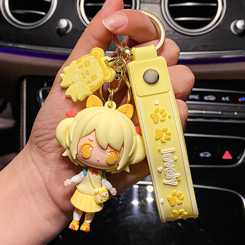 JK Cat Ear Girl Epoxy Keychain Cute Girlish Schoolbag Pendant Creative Cartoon Key Ring Pendants
