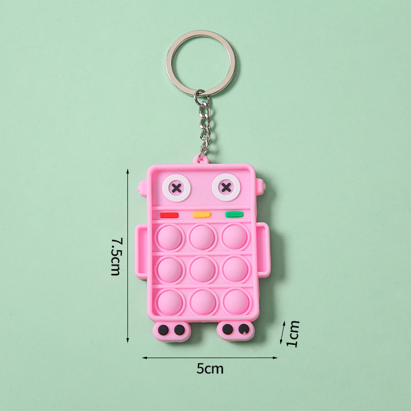 Decompression Cartoon Robot Keychain Educational Bubble Toy Children's Mini Keychain Pendant