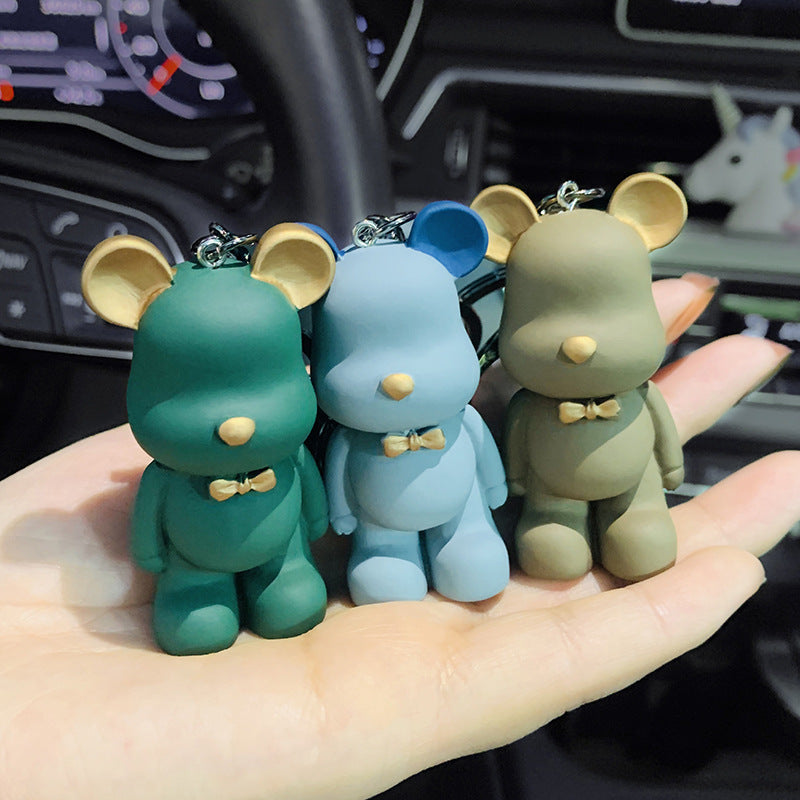 Creative Cute Nordic Bearbrick Bow Tie Bear Keychain Men and Women Car Key Chain Pendant Bag Hanging Ornaments