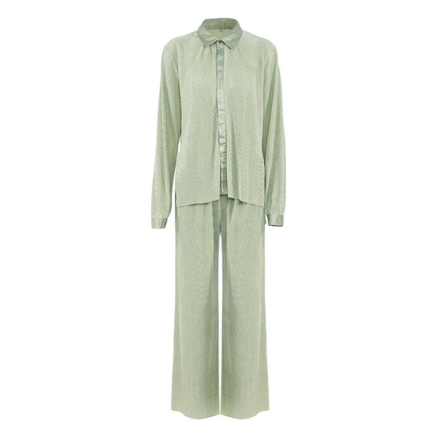 Casual Loose Shirt Trousers Pleated Draping Mop