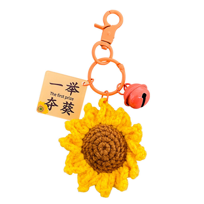 Creative Plush Crocheted Pendant Cartoon Car Key Ring Schoolbag Pendant Front Orange Brocade Pair of Small Gifts