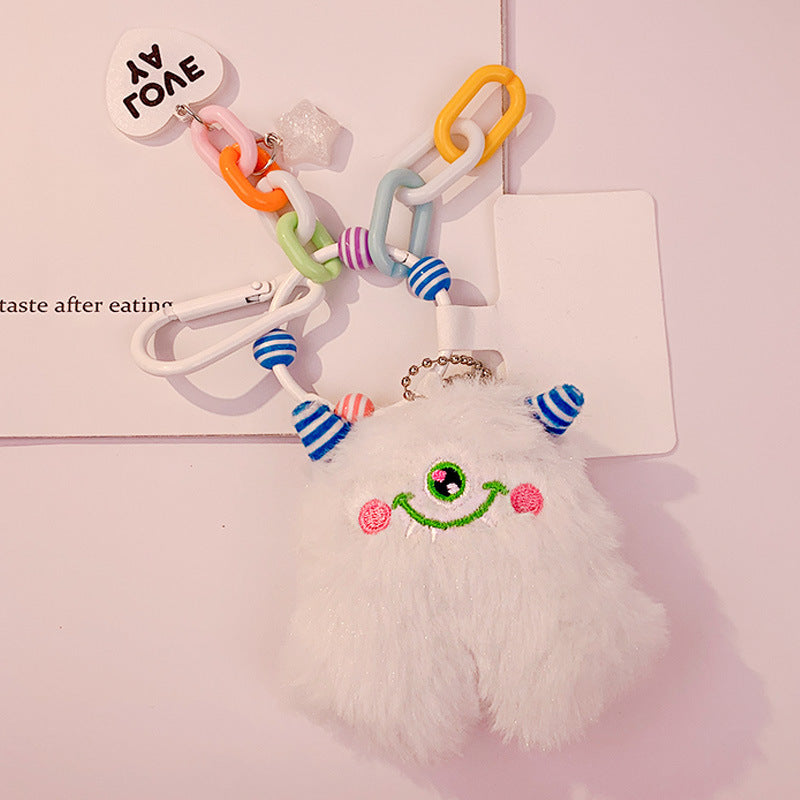 Creative Stay Cute Plush Little Monster Phone Chain Pendant Cartoon Couple Female Cars and Bags Accessories Keychain