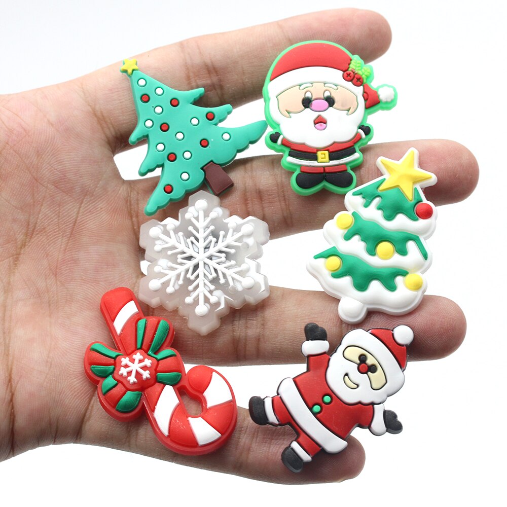 1pcs Christmas series PVC Shoe Charms Cartoon santa claus Decorations Shoe Aceessories Fit croc clogs girl kids X-mas Gifts jibz