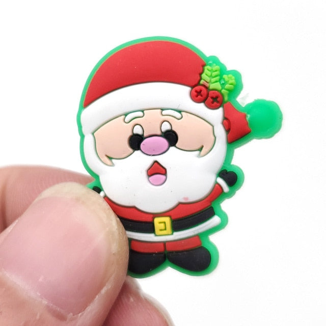 1pcs Christmas series PVC Shoe Charms Cartoon santa claus Decorations Shoe Aceessories Fit croc clogs girl kids X-mas Gifts jibz