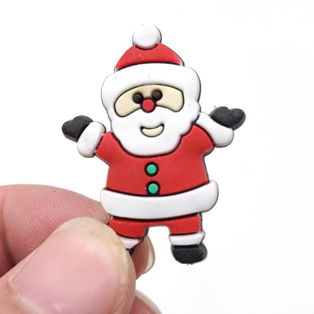 1pcs Christmas series PVC Shoe Charms Cartoon santa claus Decorations Shoe Aceessories Fit croc clogs girl kids X-mas Gifts jibz