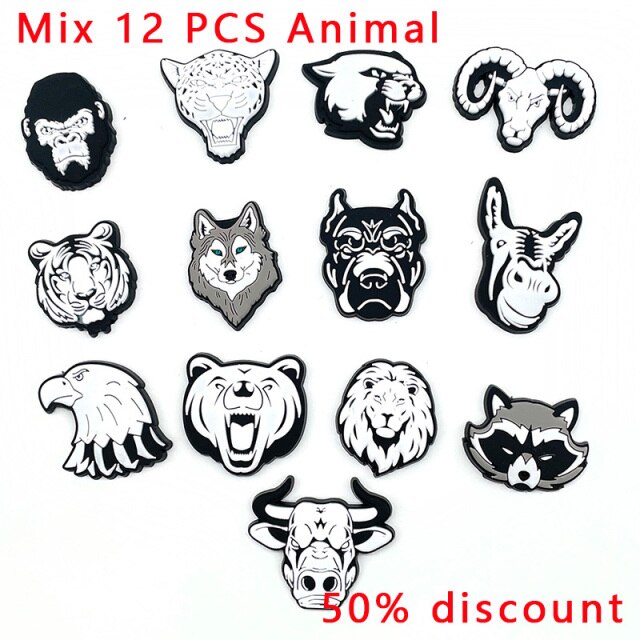 1pc Anime JIBZ Shoe Charms Lion Tiger Eagle Shoe Buckles Decoration Accessories Fit For Clogs Sandals Friends Meet Party Gifts