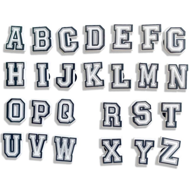 26 English letters Shoe Charms A B C D JIBZ Shoe Accessories Decoration Fit For Croc Clogs Sandal Kids Boys X-mas Gifts