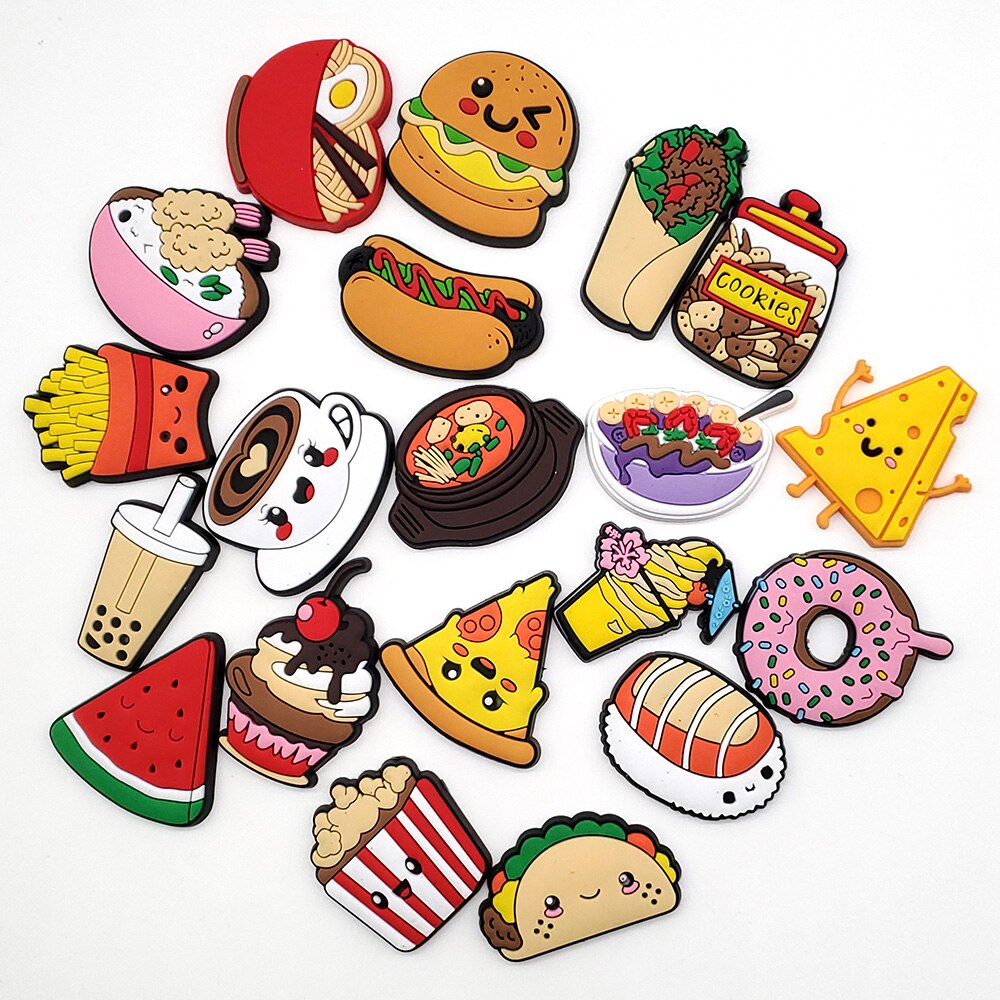 1pcs Cute Cartoon Food Shoe Charms Buckle Funny DIY Shoe Accessories Fit For Croc JIBZ Sandals Kids Xmas Parts Gift