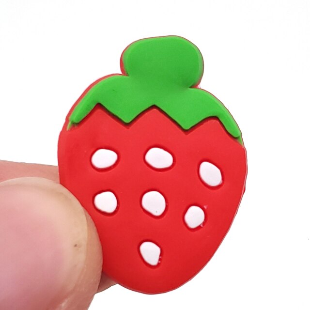 Cute 1pcs Cartoon fruit PVC Shoe Charms DIY Grape durian Shoe Aceessories Fit women croc Clogs Decorations kids X-mas Gifts jibz