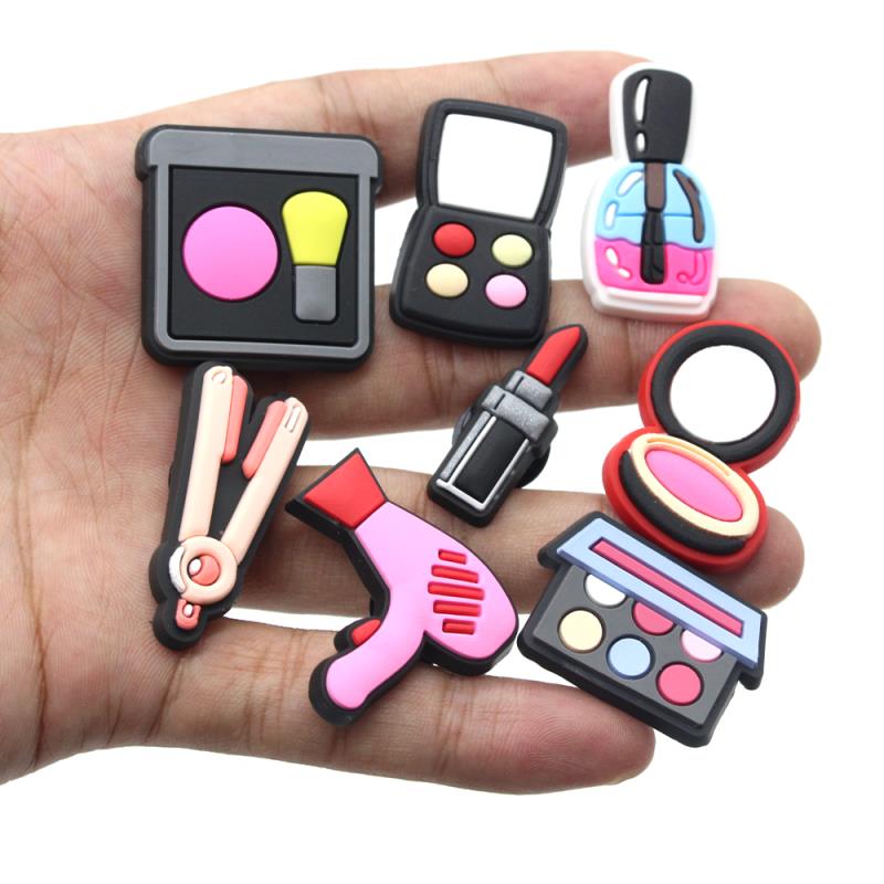 Cute 1pcs cosmetic PVC Shoe Charms Funny DIY Decorations Shoe Aceessories Fit Women’s croc Sandals Buckle girls Gifts croc jibz