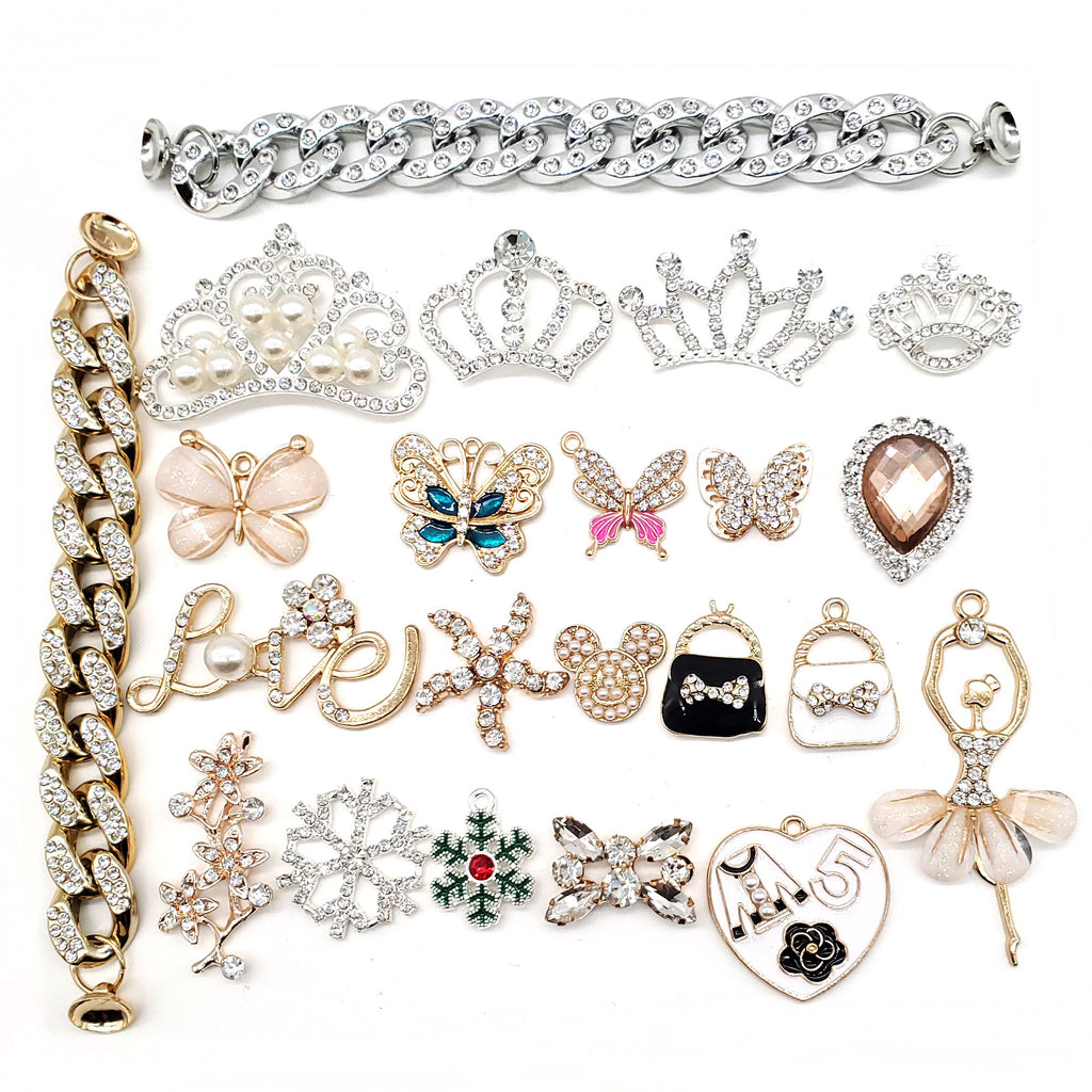 Hot 1pcs Metal jewelry Style Shoe Charms Pearl Crown Shoe Aceessories Decorations Fit women’s croc Clogs Buckle girls Gifts jibz