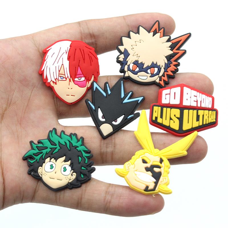 1pcs Japan anime PVC Shoe Charms Cartoon Hero academy DIY Decorations Shoe Aceessories Fit croc Clog jibz Kids X-mas party Gifts