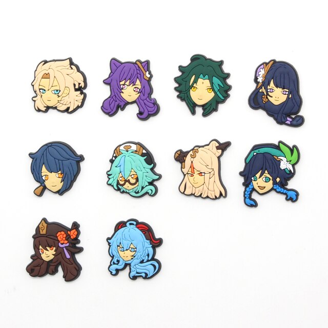 Hot 1pcs jibz game character Genshin Impact PVC Shoe Charms Funny DIY Aceessories Fit croc shoe Decorate Unisex girl kids Gifts